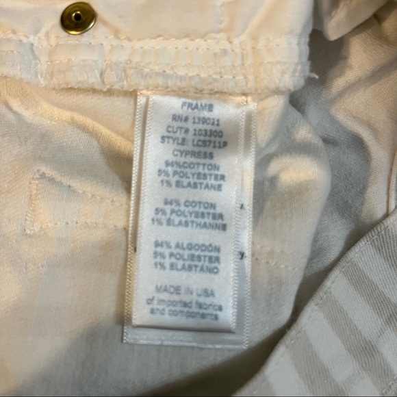 Frame Striped Tan/White Jean Shorts Size 26 Waist - Picture 7 of 8